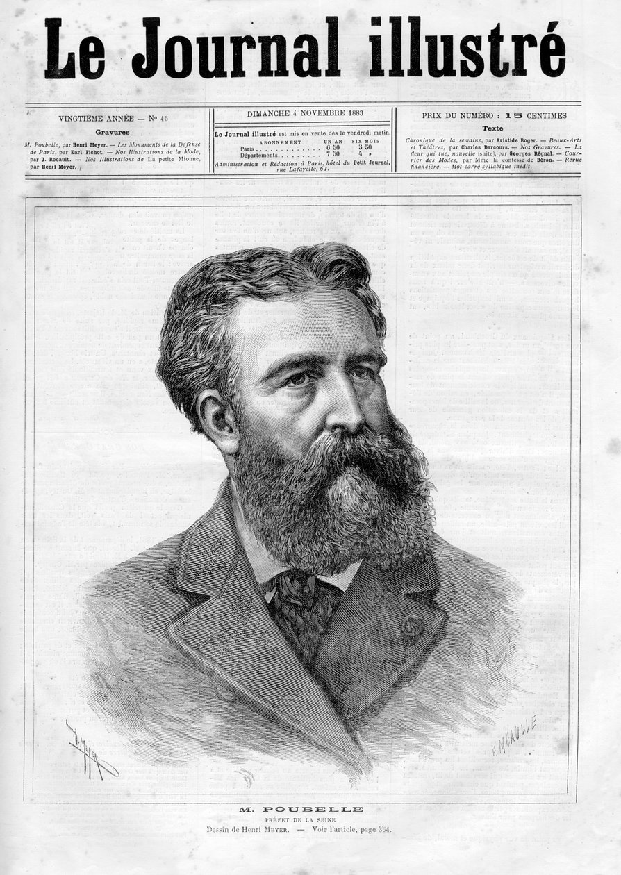 尤金-雷内-普贝尔（1831-1907）的肖像，法国公务员和塞纳河的预言家--1883年《图画报》的封面。 作者 未知艺术家