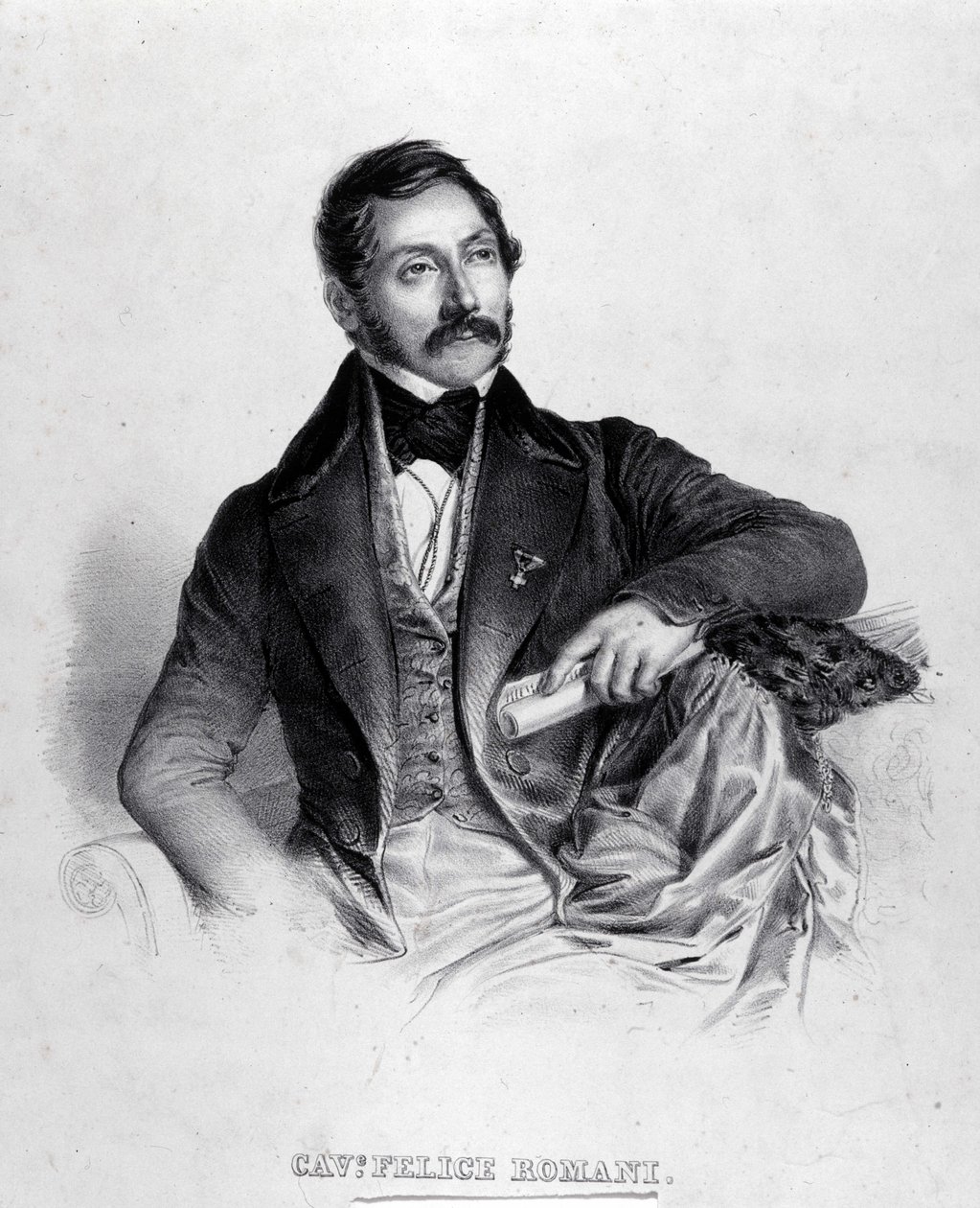 Felice Romani 的肖像，剧作家、诗人和意大利评论家（1788-1865 年）。 作者 未知艺术家