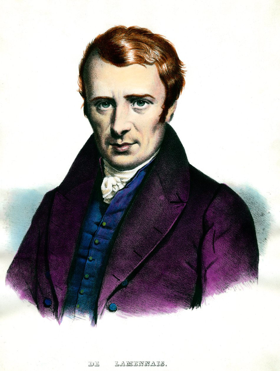 Felicite Robert de Lamennais (1782-1854) 法国作家的肖像。 雕刻 19 世纪私人收藏 作者 未知艺术家