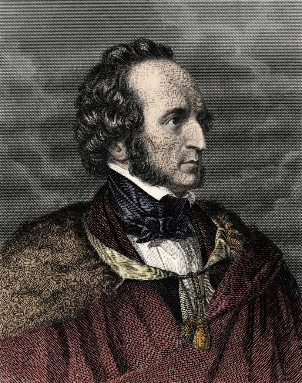 Felix Mendelssohn Bartholdy (1809-1847)，德国作曲家和指挥家的肖像。 作者 未知艺术家