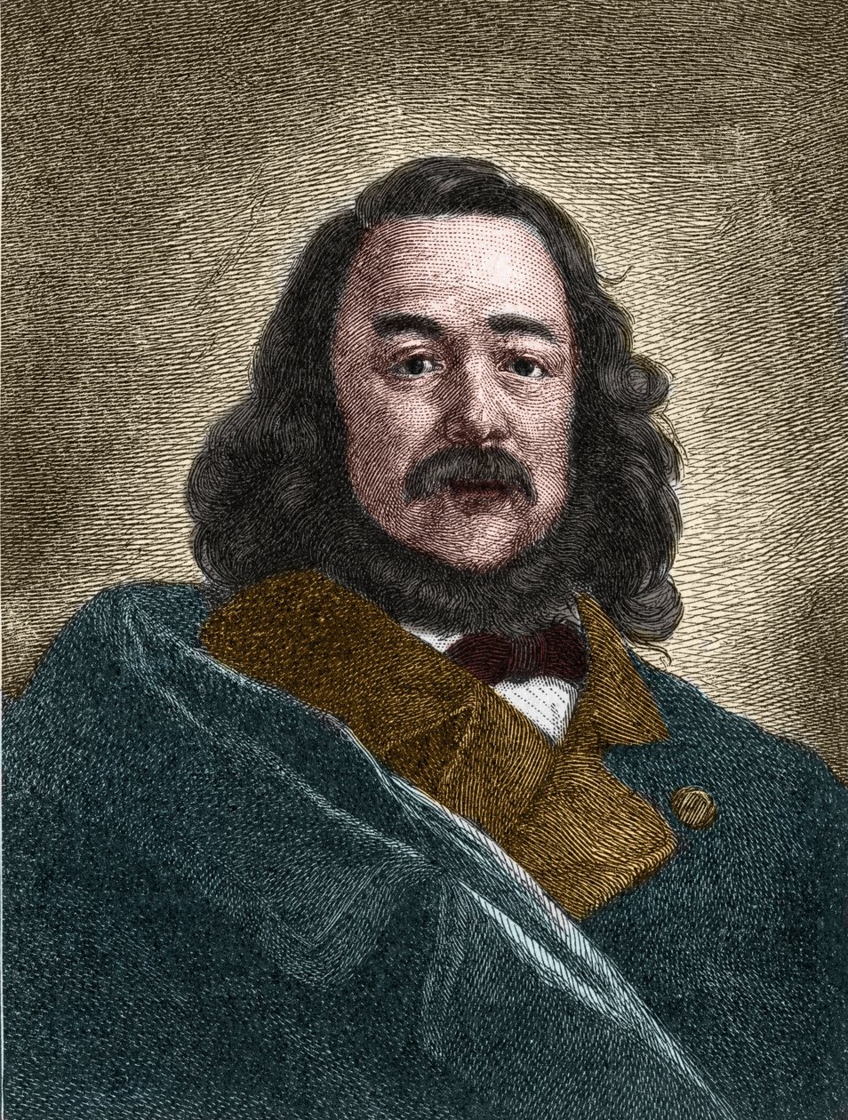 斐迪南-弗莱利格拉特（1810-1876）德国作家的肖像。 作者 未知艺术家