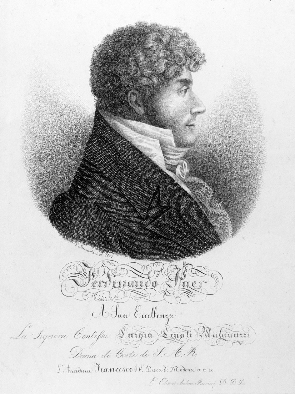 Ferdinando Paer (1771 - 1839) 的肖像。 他是拿破仑一世的教堂主人，然后是歌剧喜剧的导演。 作者 未知艺术家