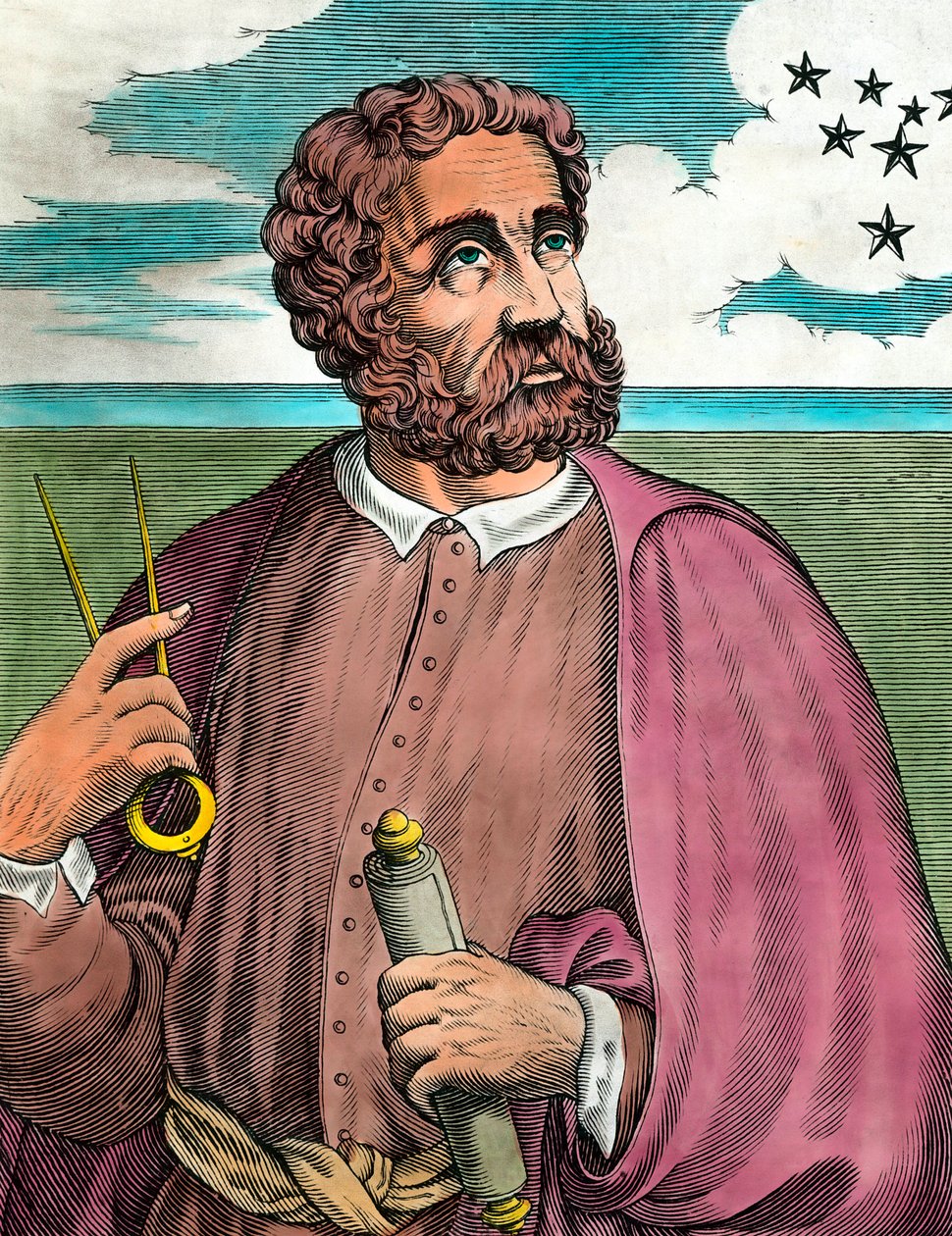Fernand de Magellan (1480-1521) 肖像，葡萄牙航海家 - 16 世纪版画 - 私人收藏 - Ferdinand Magellan 肖像（1480-1521）葡萄牙探险家 - 16 世纪版画 - 私人收藏 作者 未知艺术家