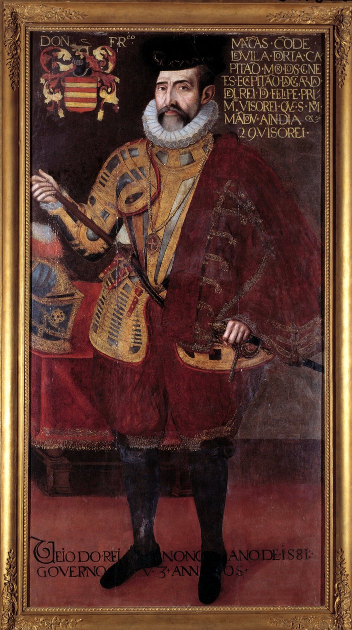 弗朗西斯科·德·马斯卡雷尼亚斯 (Francisco de Mascarenhas) 的肖像（16 世纪）印度副国王 16 世纪里斯本的匿名绘画 作者 未知艺术家