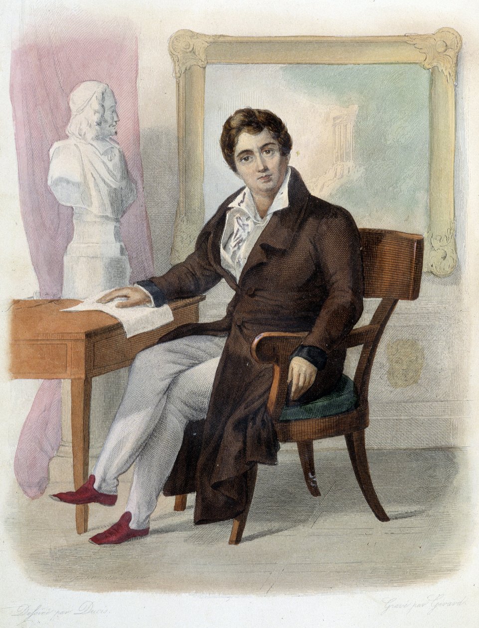 弗朗索瓦-约瑟夫 (Francois Joseph) 塔尔玛 (1763-1826) 的肖像，法国喜剧演员。 在 Ed. Mennechet，“” Le Plutarque francais ”” 作者 未知艺术家