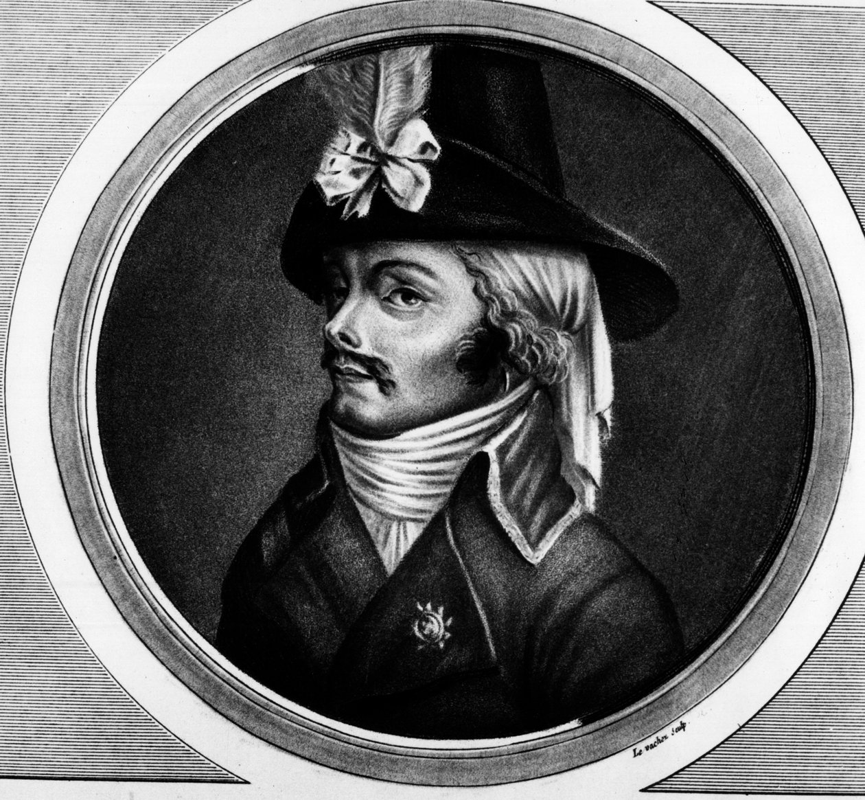 弗朗索瓦·阿萨纳塞 (Francois-Athanase) De Charette de la Contrie (1763 - 1796) 的肖像，已售出。 版画《法国大革命历史绘画全集，三卷》。””1804 年。 作者 未知艺术家