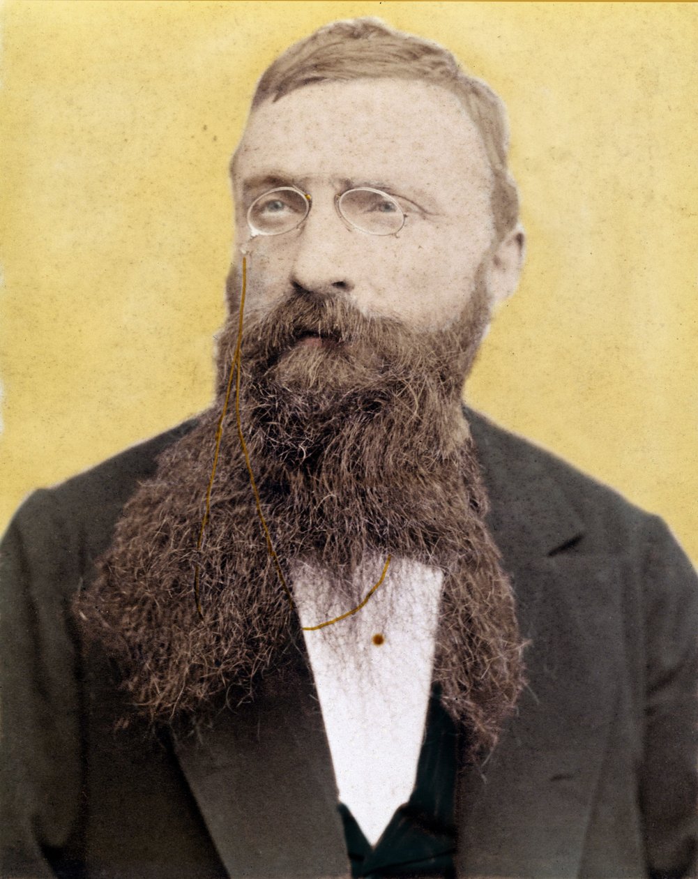 弗朗索瓦·奥古斯特·雷内·罗丹 (Francois Auguste Rene Rodin) 的肖像 - 法国雕塑家 - 1885 年左右的照片 作者 未知艺术家