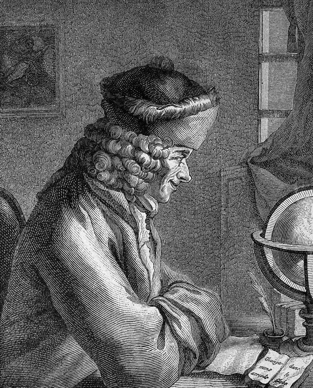 Francois Marie Arouet dit Voltaire（1694 - 1778）1764年在Ferney城堡的画像。 作者 未知艺术家