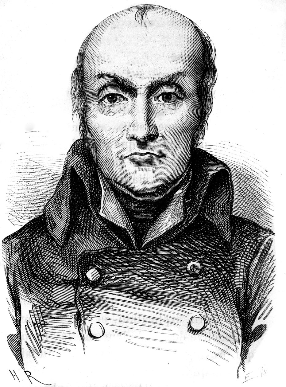 弗朗索瓦·尼古拉斯·阿佩尔 (Francois Nicolas Appert) 的肖像，锡盒的发明者 - 在路易斯·菲吉耶 (Louis Figuier) 的“行业奇迹”中 作者 未知艺术家