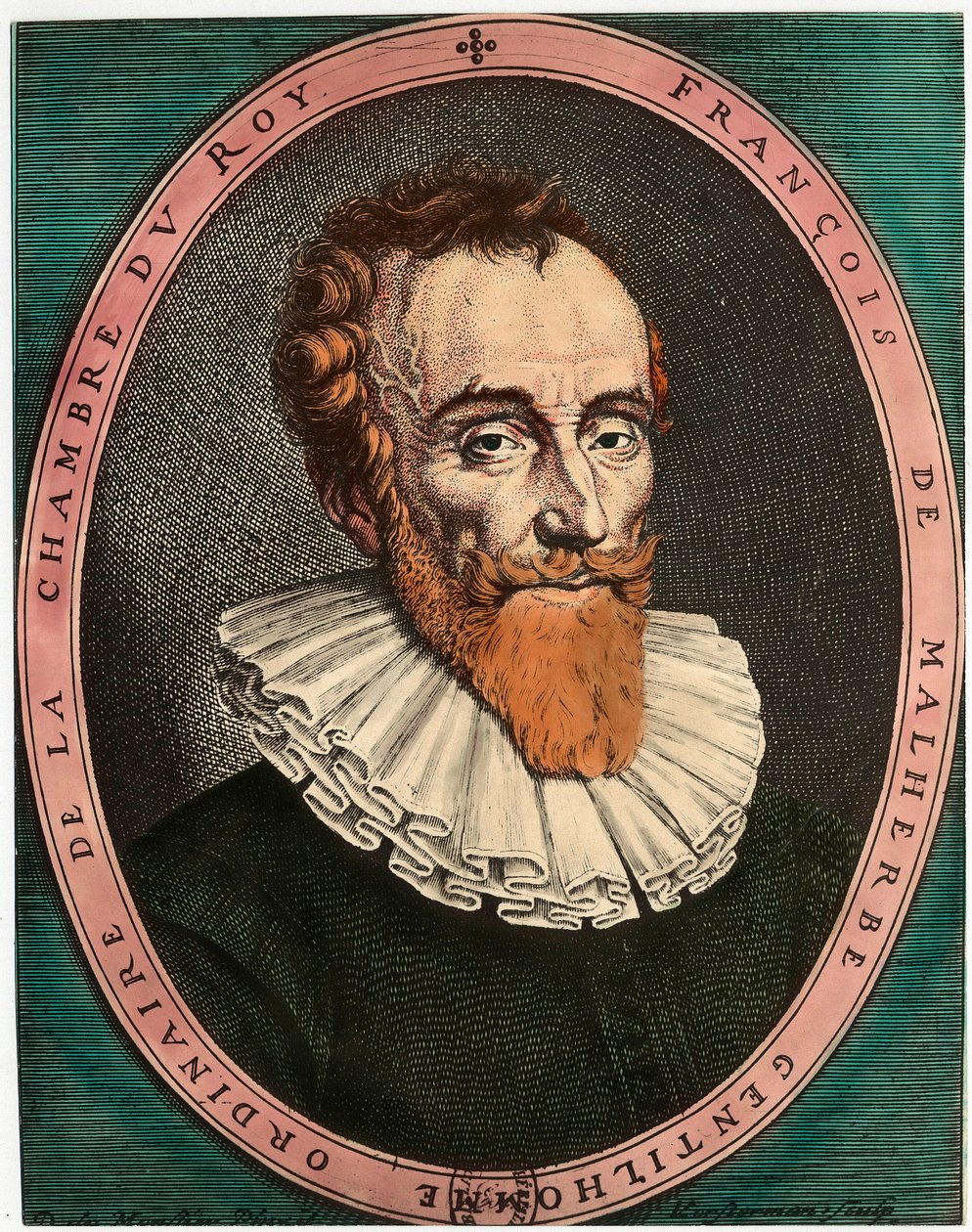 Francois de Malherbe (1555 - 1628) 的肖像，法国诗人。 17 世纪的雕刻。 私人收藏。 作者 未知艺术家