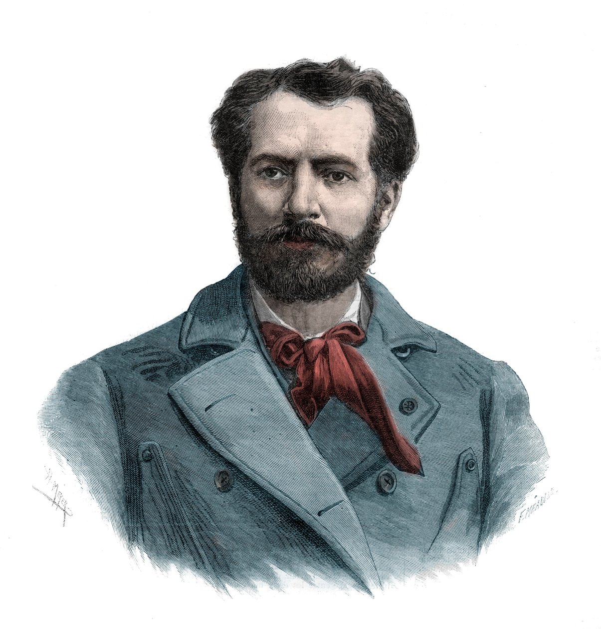 法国雕塑家弗雷德里克-奥古斯特-巴托尔迪(1834-1904)的肖像--1883年版画 作者 未知艺术家