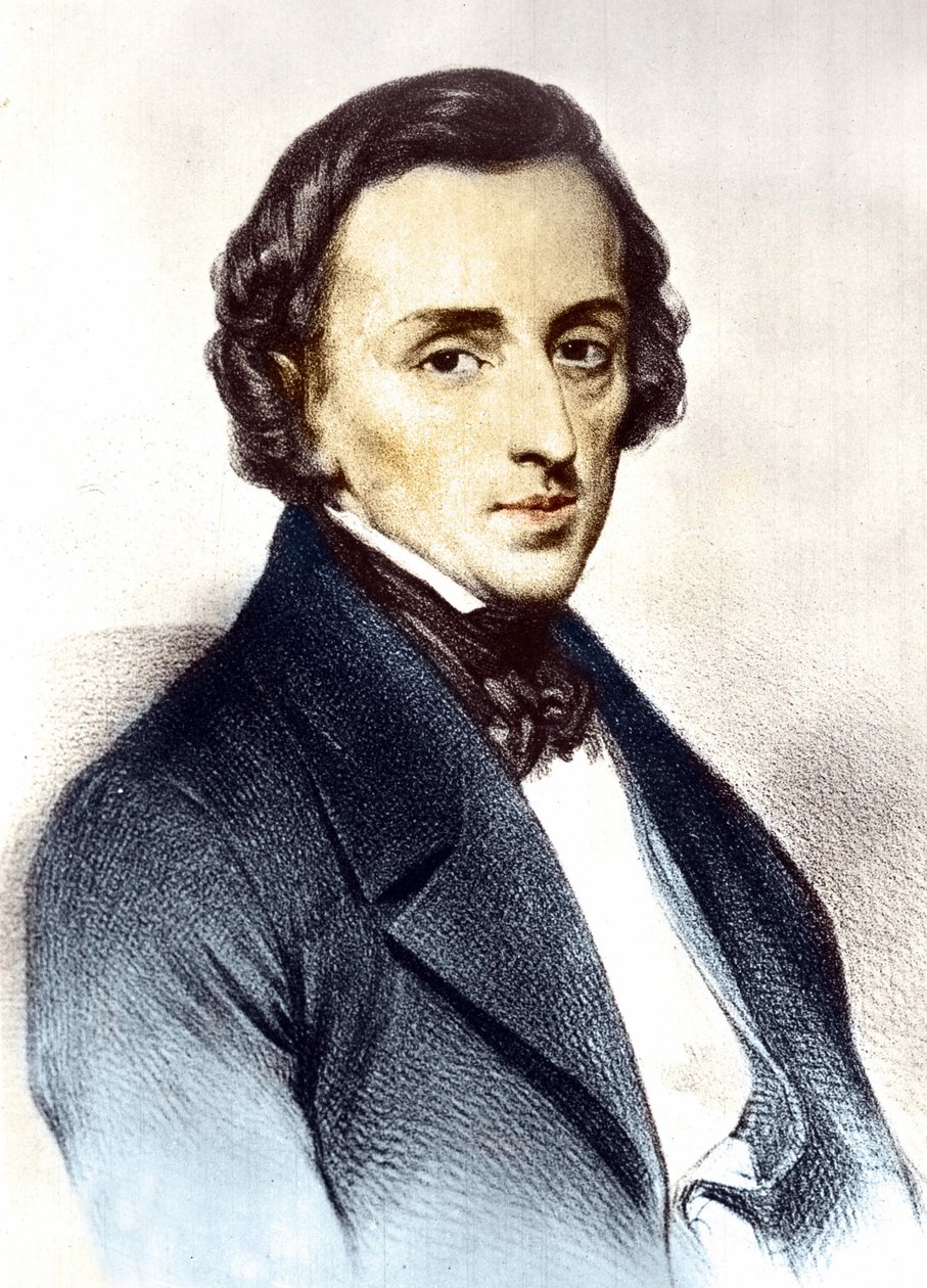 弗雷德里克-肖邦（1810-1849）的画像，波兰作曲家。 作者 未知艺术家
