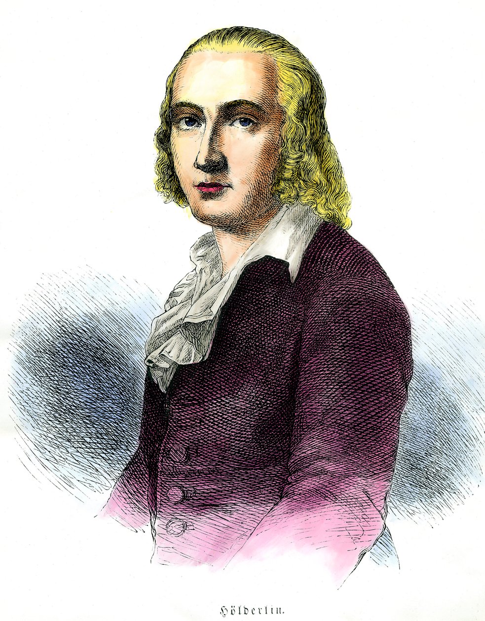 Friedrich Holderlin 的肖像（1770-1843 年）德国诗人 19 世纪雕刻品私人收藏 作者 未知艺术家