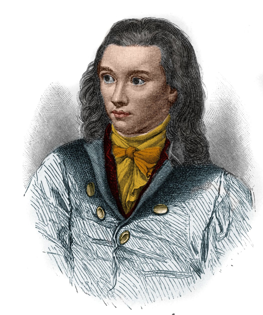 弗里德里希-冯-哈登贝格，dit Novalis（1772-1801）的肖像，浪漫主义运动的德国诗人。 作者 未知艺术家