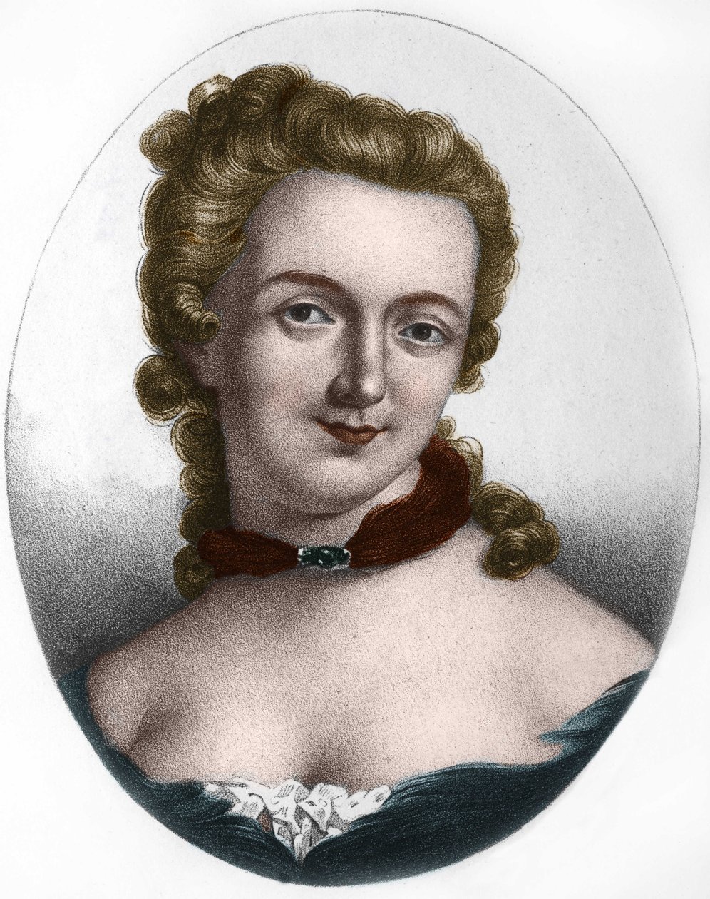 加布里埃尔-埃米利-德-布雷特伊侯爵夫人（Madame）杜-夏特莱（1706-1749）侯爵夫人勒托内尔-德-布雷特伊，法国女文学家的肖像画。 作者 未知艺术家