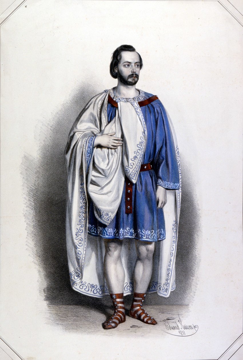 Gaetano Fraschini（1816-1887）在歌剧“Attila”中扮演Foresto角色的肖像“朱塞佩威尔第（1813-1901）19世纪 作者 未知艺术家