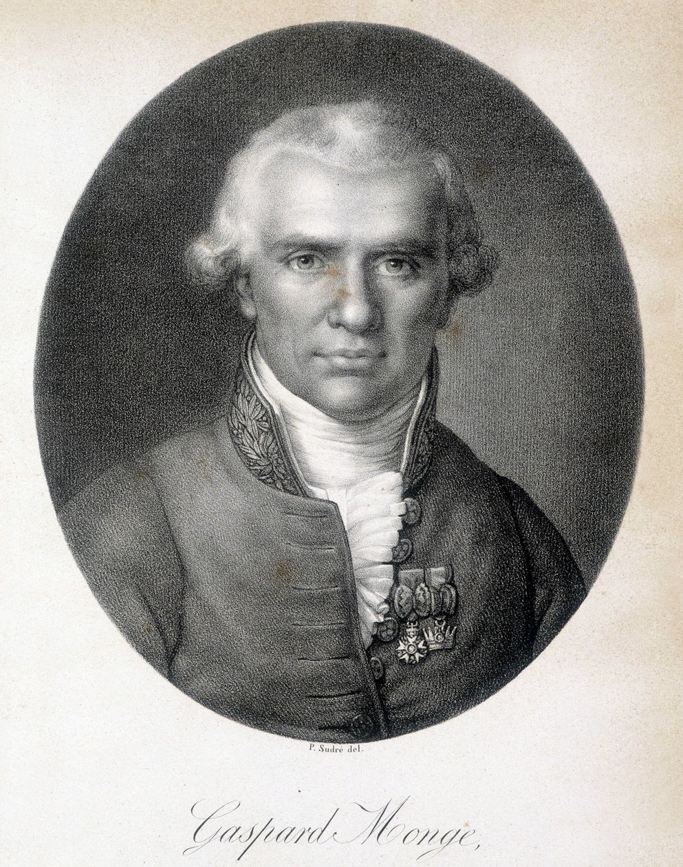 Gaspard Monge 的肖像，Comte de Peluse (1746-1818)，法国数学家-雕刻 作者 未知艺术家