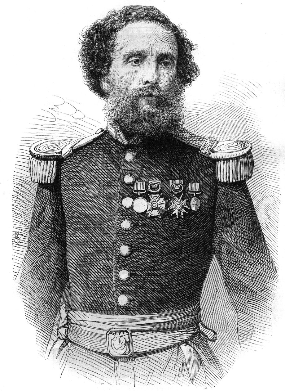胡安-安东尼奥-佩泽特将军（1809-1879）的肖像，秘鲁共和国总统。雕刻在 "辉煌的宇宙 "中 作者 未知艺术家