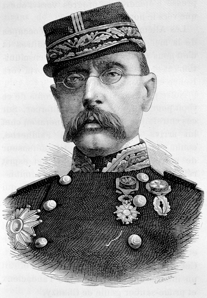 法国殖民者路易-费德贝将军的肖像（1818 - 1889）。19世纪的雕版画。 作者 未知艺术家