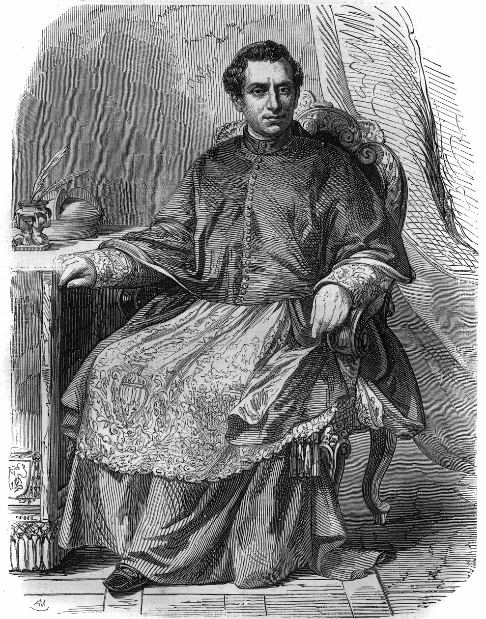 贾科莫-安东内利（1808-1878）的肖像，意大利红衣主教和教廷政府的国务秘书。 作者 未知艺术家