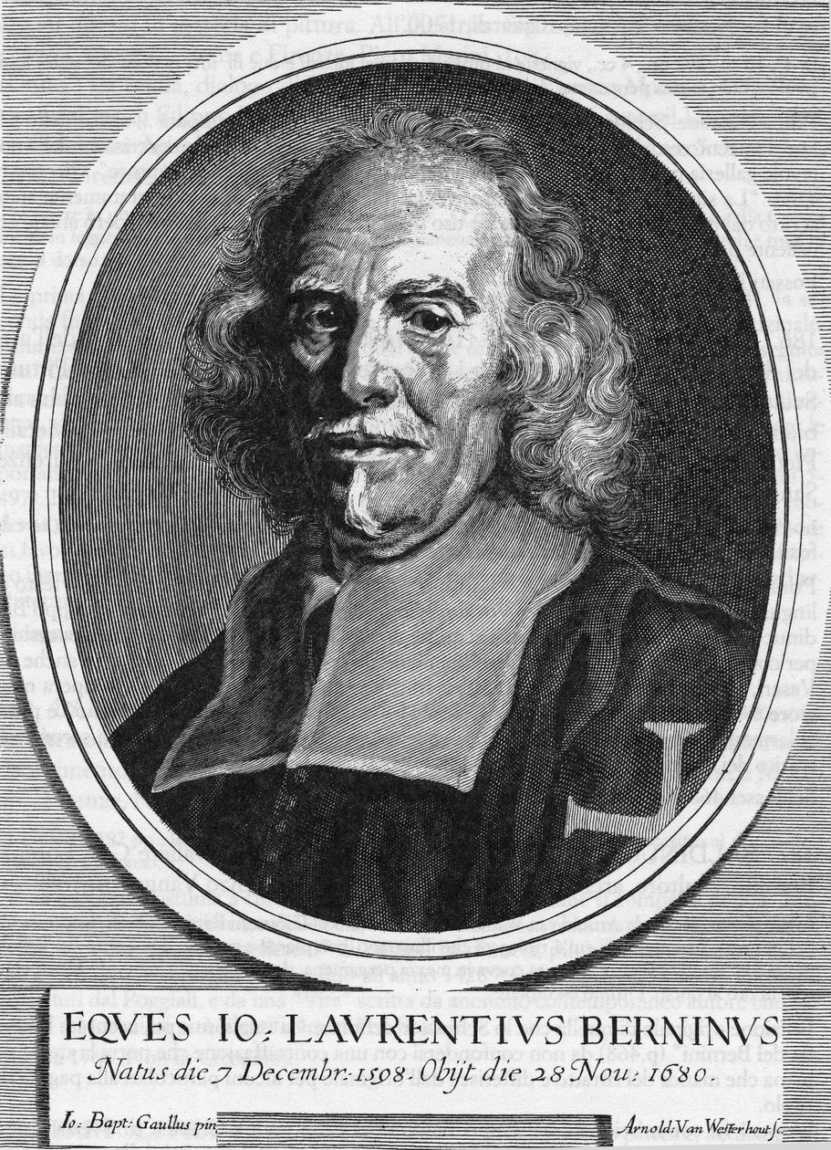 吉安-洛伦佐（Gianlorenzo）-贝尔尼尼的肖像，被称为贝尔尼尼（1598-1680）（1598 - 1680），意大利雕塑家、画家和建筑师。阿诺德-范-韦斯特霍特1682年的版画。 作者 未知艺术家