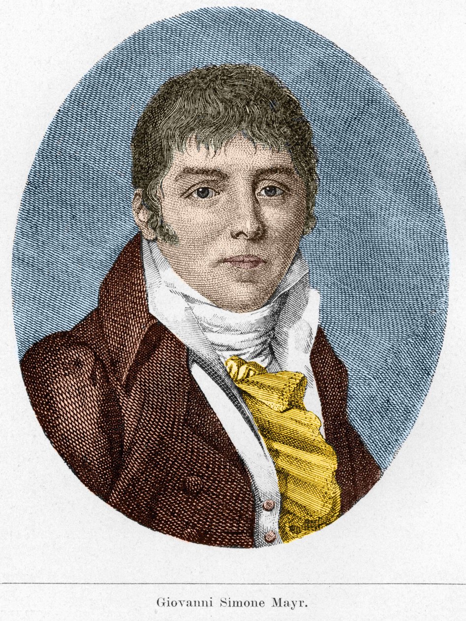 意大利作曲家乔瓦尼-西蒙-迈尔（Johann Simon Mayr）的肖像（1763-1845）。 作者 未知艺术家