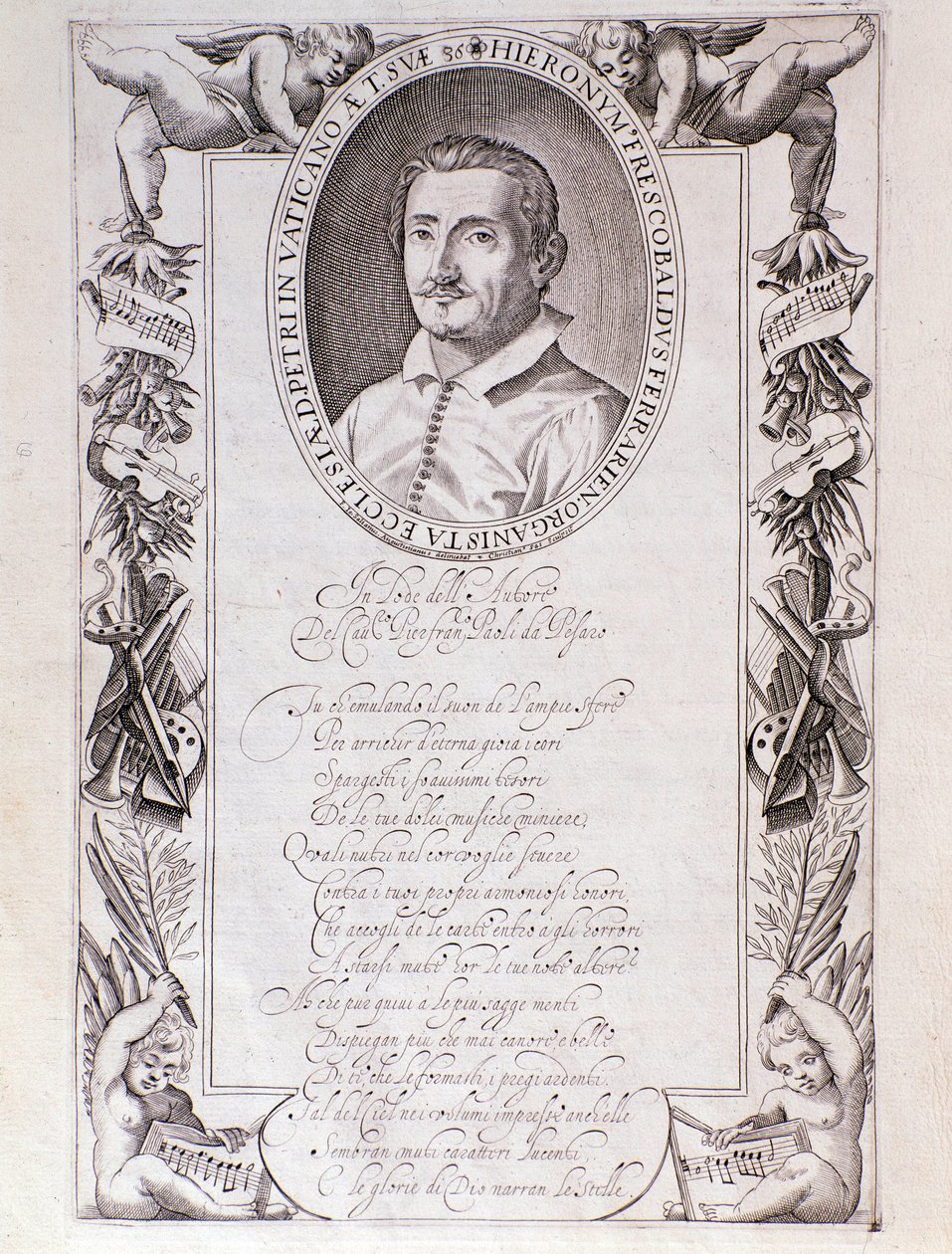 Girolamo Frescobaldi (1583-1643) 意大利作曲家的肖像 雕刻“托克拉特”乐谱的卷首。 1637.博洛尼亚市民博物馆博物馆 作者 未知艺术家