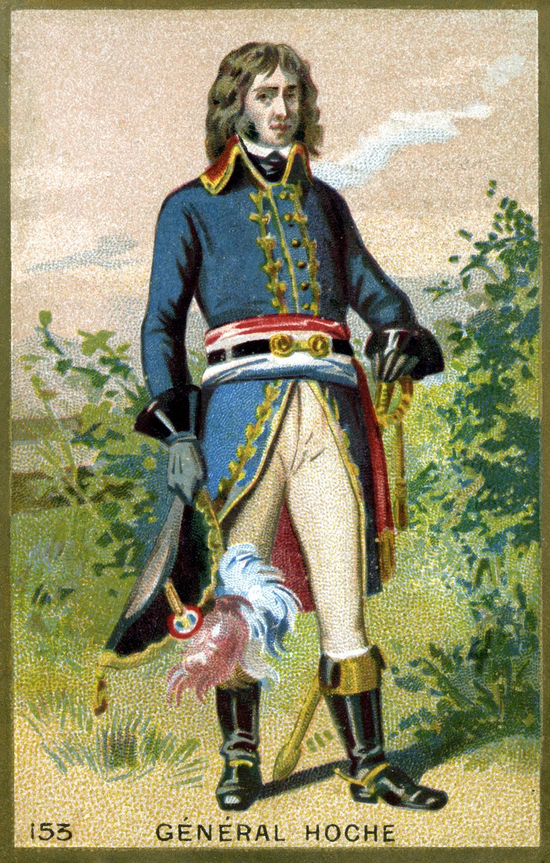 Géneral Hoche（1768 - 1797）的肖像。19世纪末的彩色石版画。 作者 未知艺术家