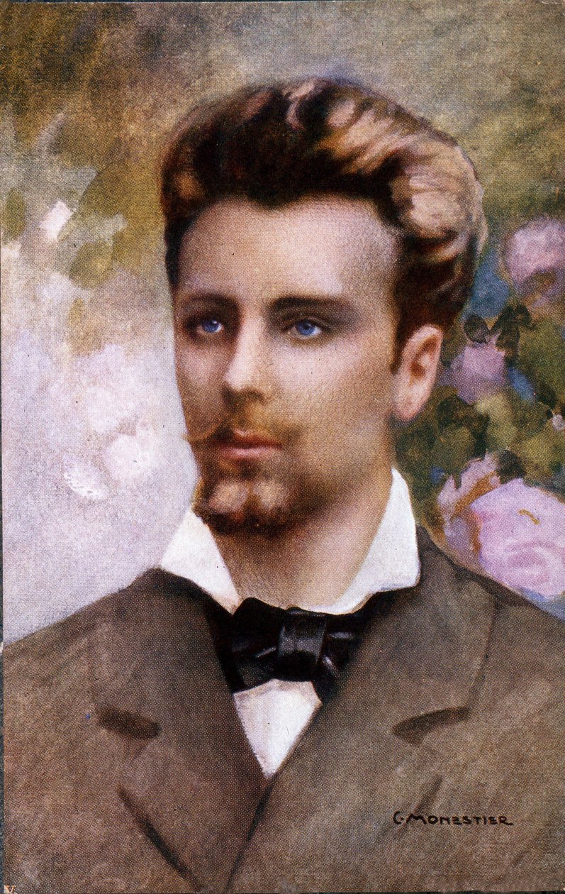 Guglielmo Oberdan (1858-1882) 的肖像，C. Monestier 的一幅画后的明信片。 作者 未知艺术家