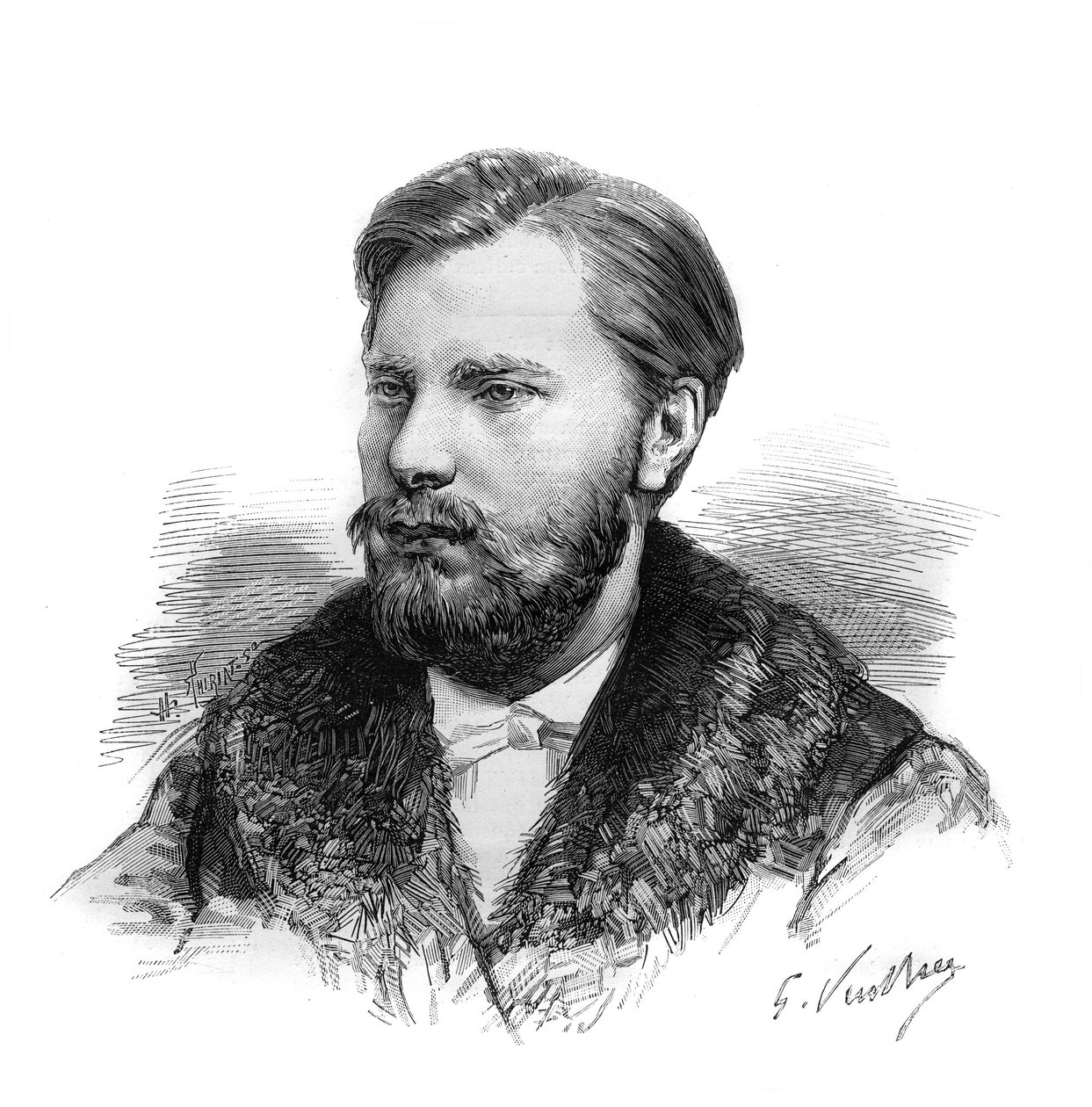 纪尧姆-亚历山大（Guillaume-Alexandre）的肖像，他于1884年去世的奥兰治王子。在 "世界插图 "中的雕刻作品 作者 未知艺术家