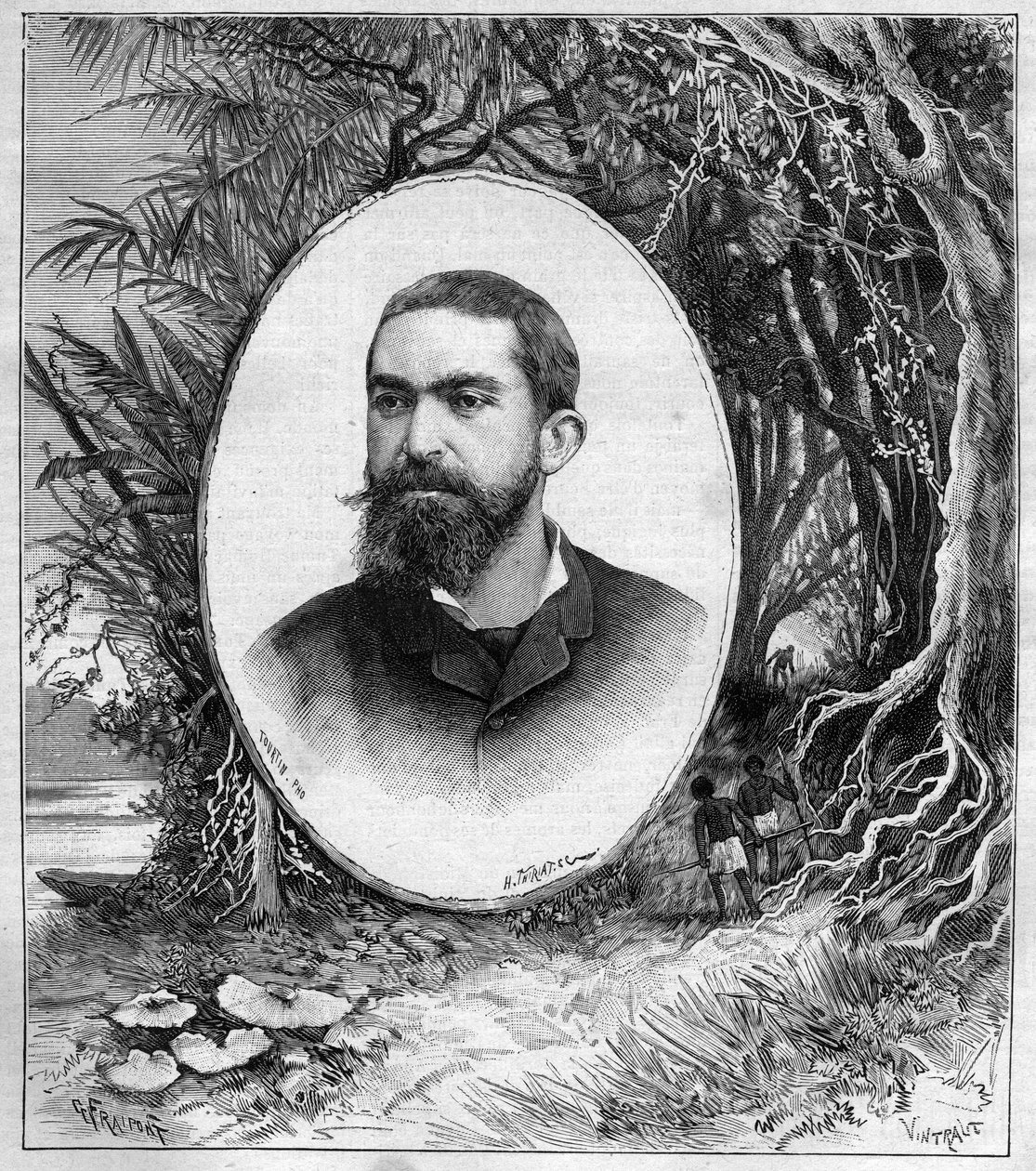 亨利-库德罗（1859-1899）的肖像，地理学教授和亚马逊（巴西）的探险家--1889年《航海杂志》上的雕刻品 作者 未知艺术家