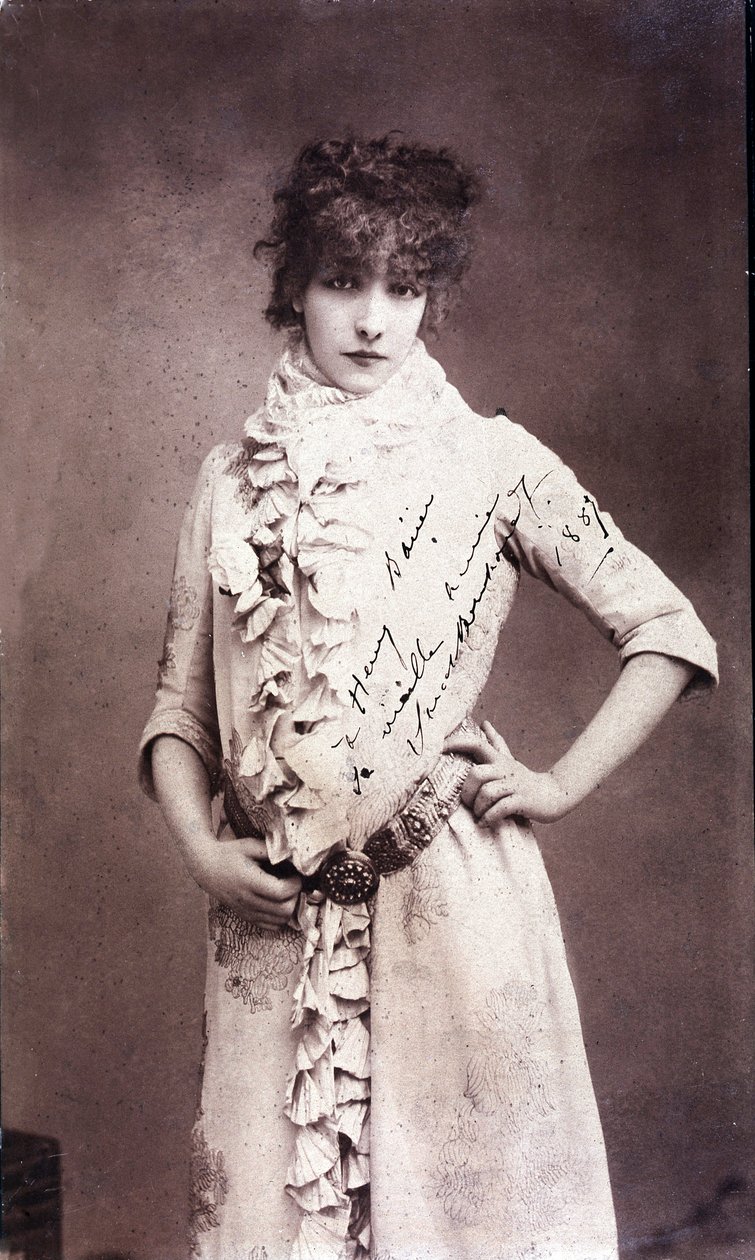 Henriette Rosine Bernard dit Sarah Bernhardt (1844-1923)的肖像，亲笔签名的照片 作者 未知艺术家