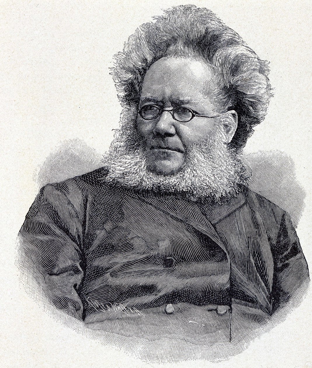 挪威诗人和剧作家亨利克（Henri）-约翰-易卜生（1828-1906）的肖像，19世纪雕版画 作者 未知艺术家