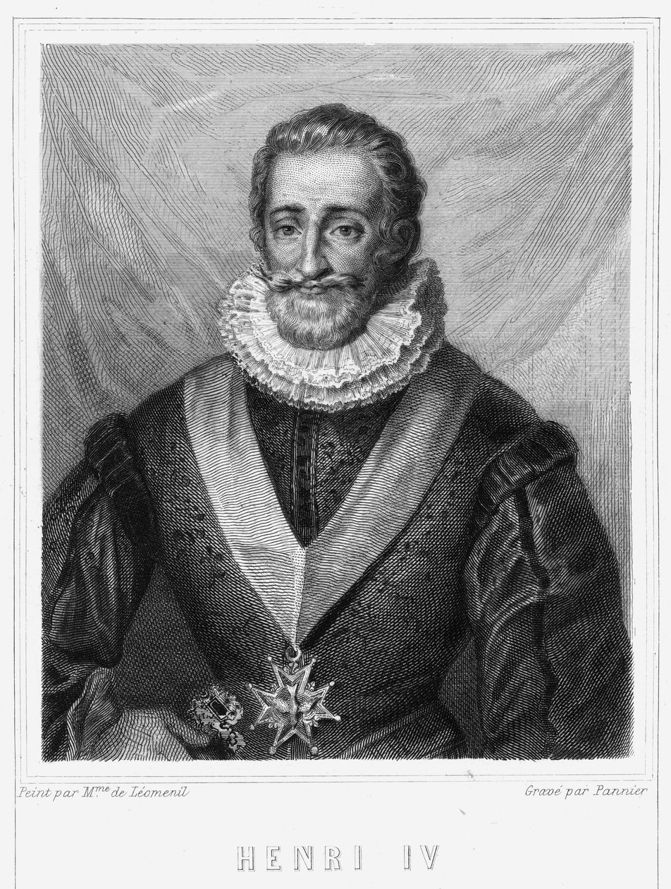 法国国王亨利四世（1553-1610）的肖像--载于拉瓦雷的《法国历史》，雕刻，有日期。 作者 未知艺术家