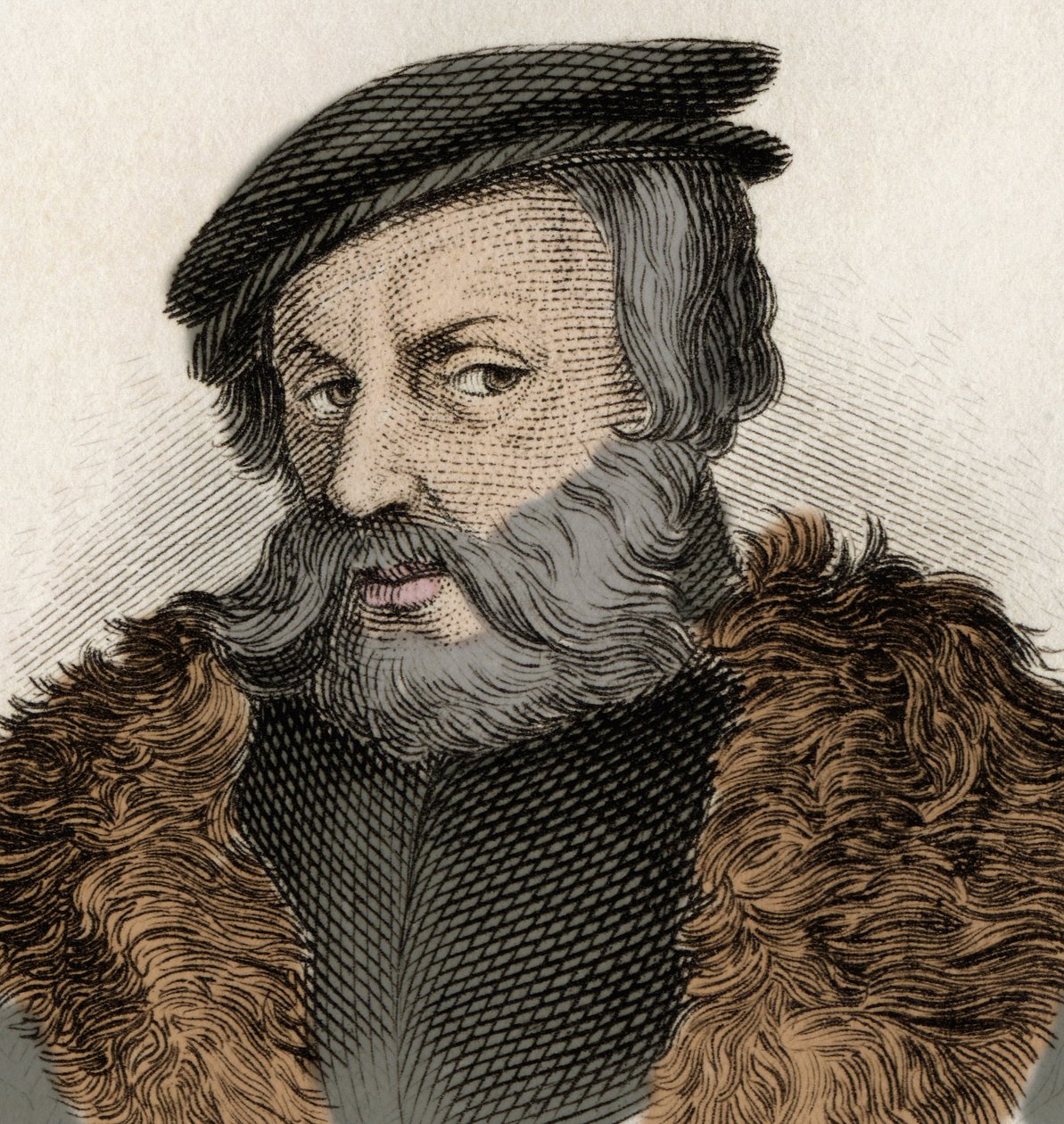 西班牙征服者 Hernan Cortes（1485-1547）的肖像。 作者 未知艺术家