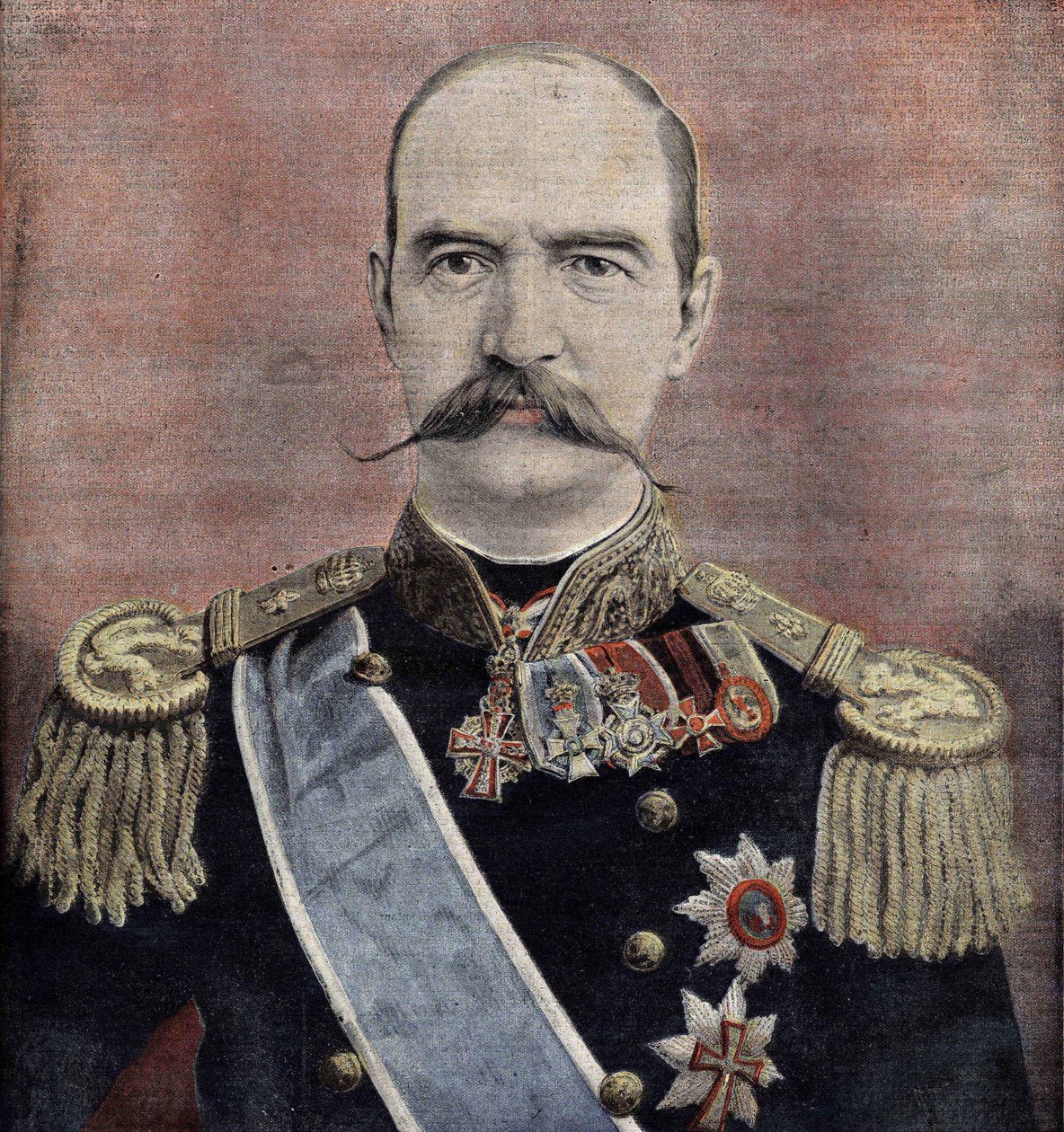 希腊国王乔治一世（1863-1913）陛下的画像。1895年的雕版画。 作者 未知艺术家