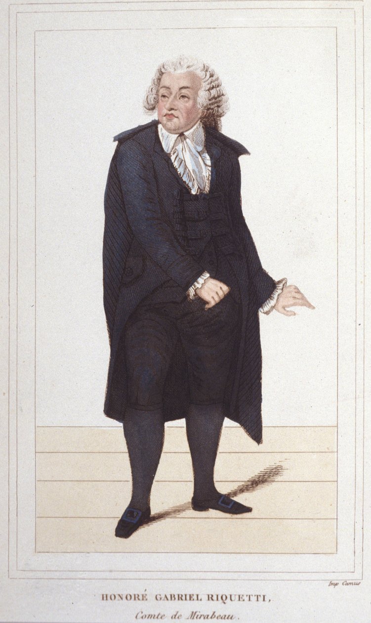法国政治家米拉波伯爵奥诺雷·加布里埃尔 (Honore-Gabriel) Riqueti (1749-1791) 的肖像。 1830 年的雕刻 作者 未知艺术家