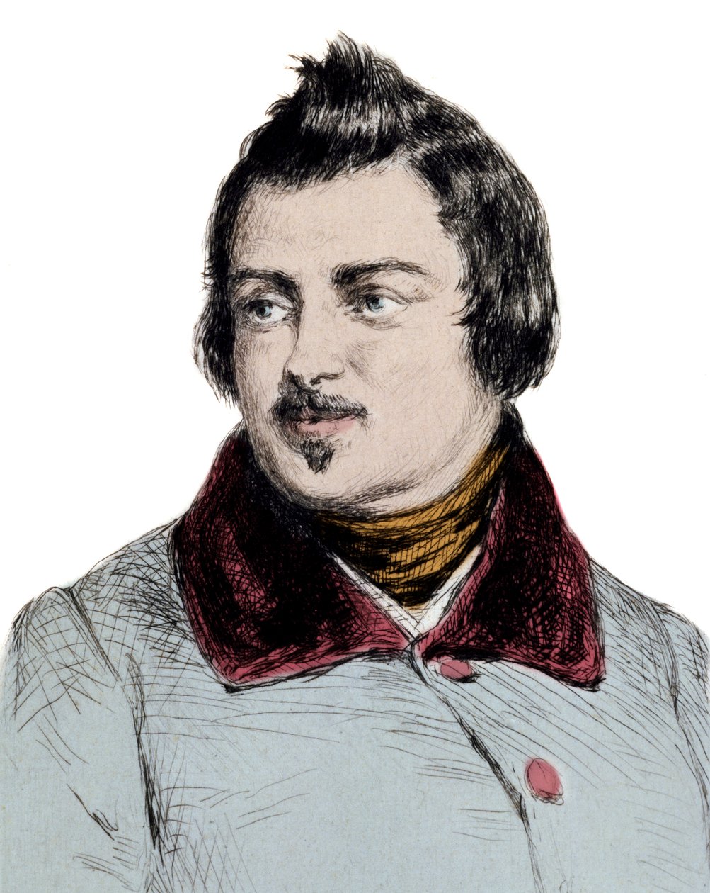 奥诺尔-德-巴尔扎克（1799-1850）的肖像 英国作家 雕刻 作者 未知艺术家