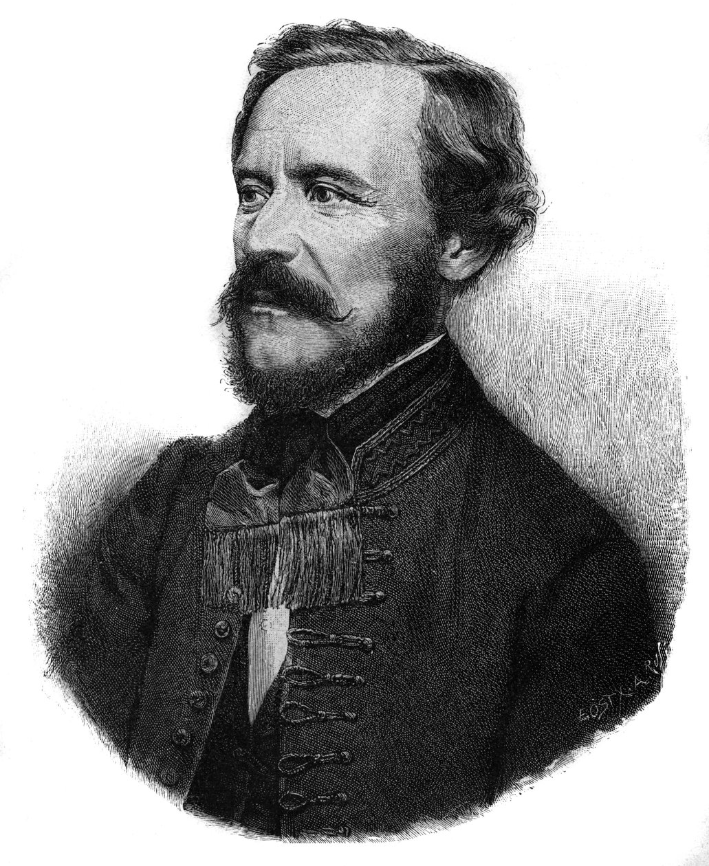 匈牙利作家和政治家JOSEPH EOTVOS男爵的肖像 - Jozsef Eotvos, Baron de Vasarosnameny（1813-1871），匈牙利政治家和作家的肖像。 作者 未知艺术家