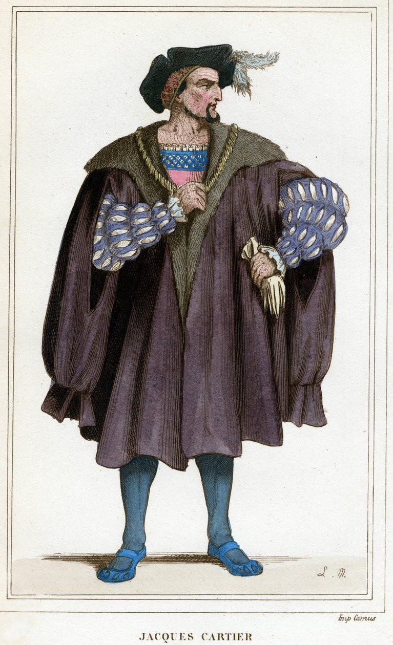 雅克·卡地亚 (Jacques Cartier) 的肖像 (1491 - 1557)。 作者 未知艺术家