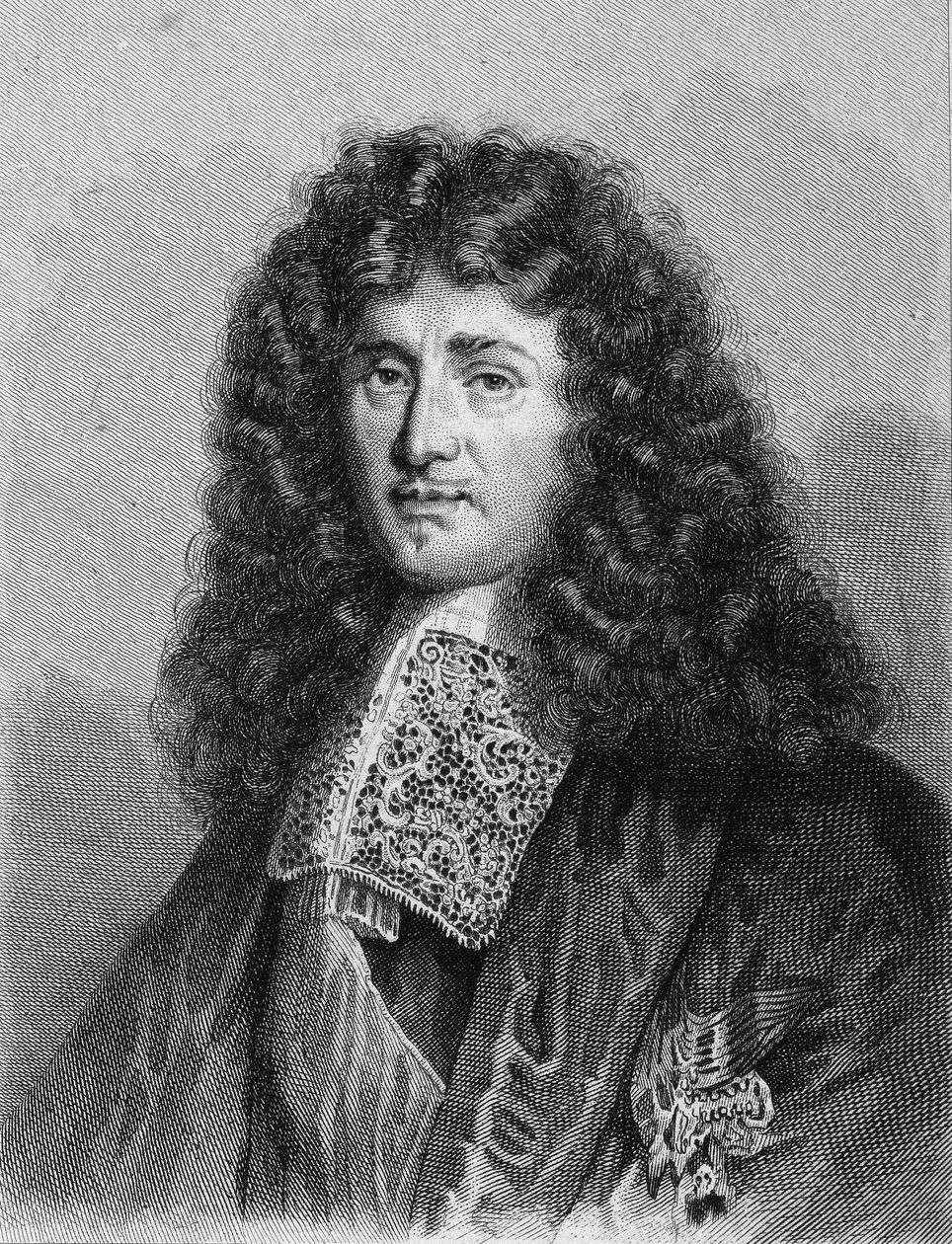 让-巴蒂斯特(Jean-Baptiste)-科尔贝尔(1619-1683)的肖像，法国政治家--载于拉瓦雷的《法国历史》，雕刻，有日期。 作者 未知艺术家