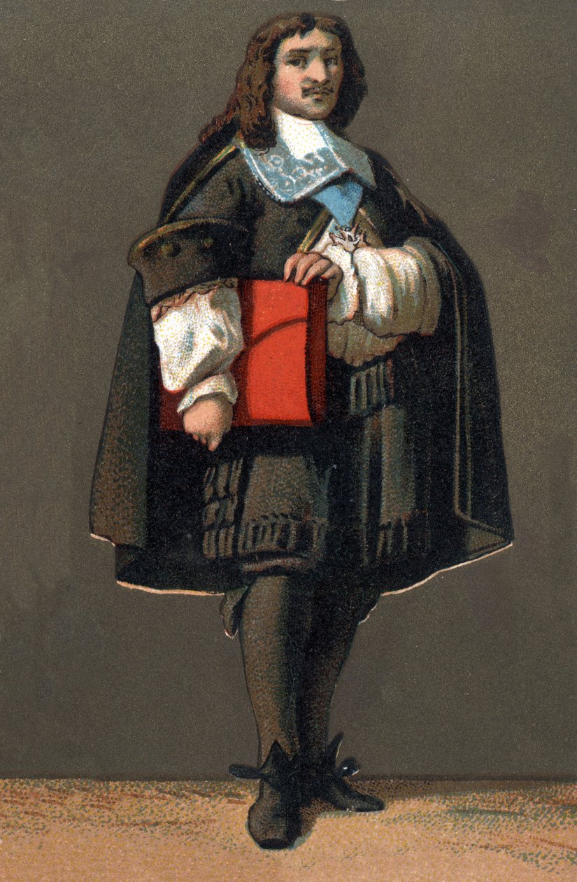 让-巴蒂斯特（Jean-Baptiste）-科尔贝尔（1619-1683）的肖像，路易十四的财政官。1890年左右的彩色石版画。 作者 未知艺术家