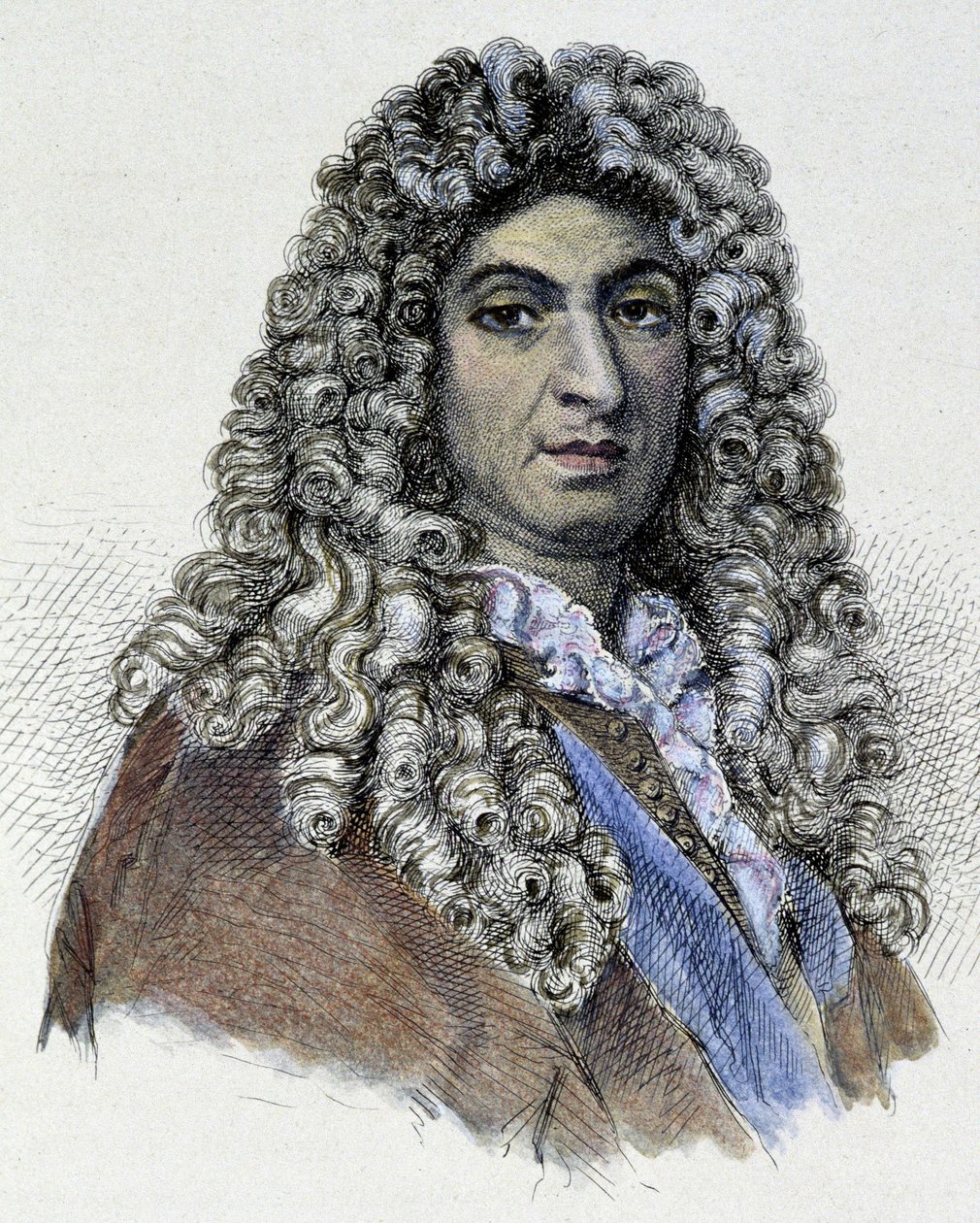 让-巴蒂斯特-卢利(Giovanni Battista Lulli)(1632-1687)的肖像--雕版画 作者 未知艺术家