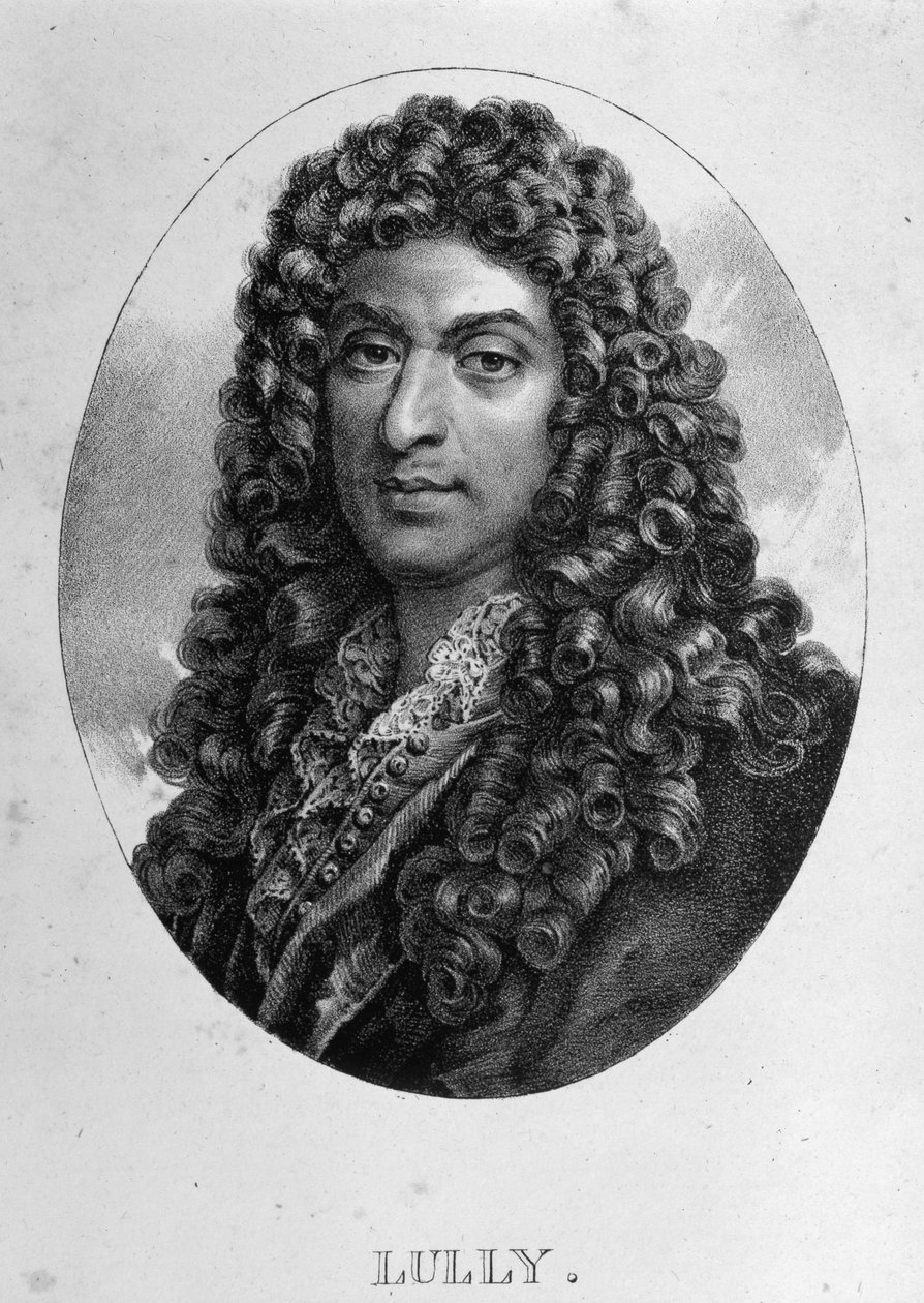 让-巴蒂斯特-卢利（Giovanni Battista Lulli）（1632-1687）的肖像，意大利裔法国作曲家。雕版画 19世纪。 作者 未知艺术家