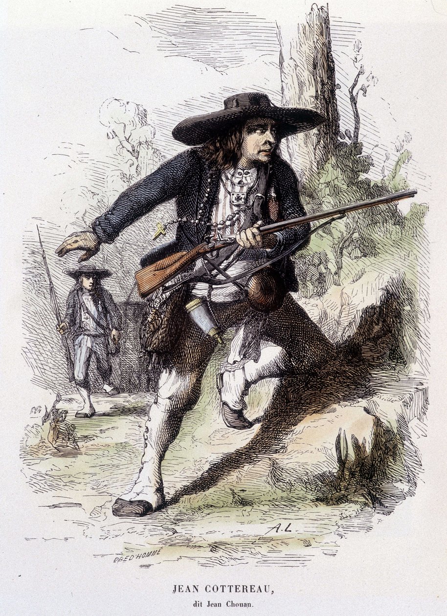 Jean Cottereau 的肖像，dit Jean Chouan (1757-1794)，1793 年下缅因州起义的领导人 - 雕刻 作者 未知艺术家