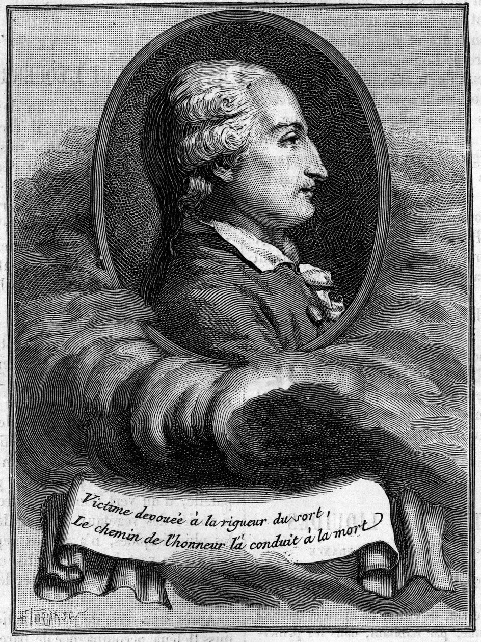 Jean Francois Pilatre de Rosier (1757-1785)的肖像，法国物理学家和航空家（第一个气球旅行者）。(来自时间的雕刻)。雕刻在7月25日的 "自然：科学与艺术和工业应用杂志 "上。 作者 未知艺术家