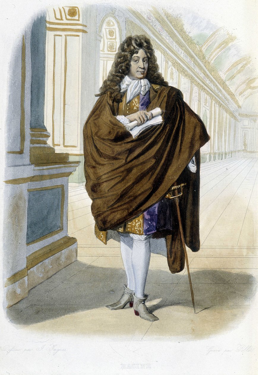 让·拉辛（Jean Racine）的肖像，法国剧作家和诗人（1639 年 - 1699 年） - 在“Le Plutarque francais”中，Ed. Mennechet 作者 未知艺术家