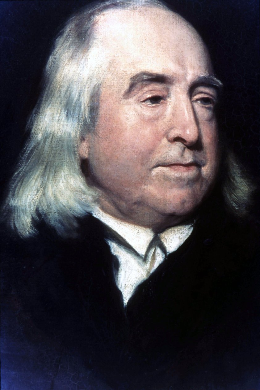 杰里米·边沁（Jeremy Bentham，1748-1832 年）的肖像，英国哲学家和法学家。 作者 未知艺术家