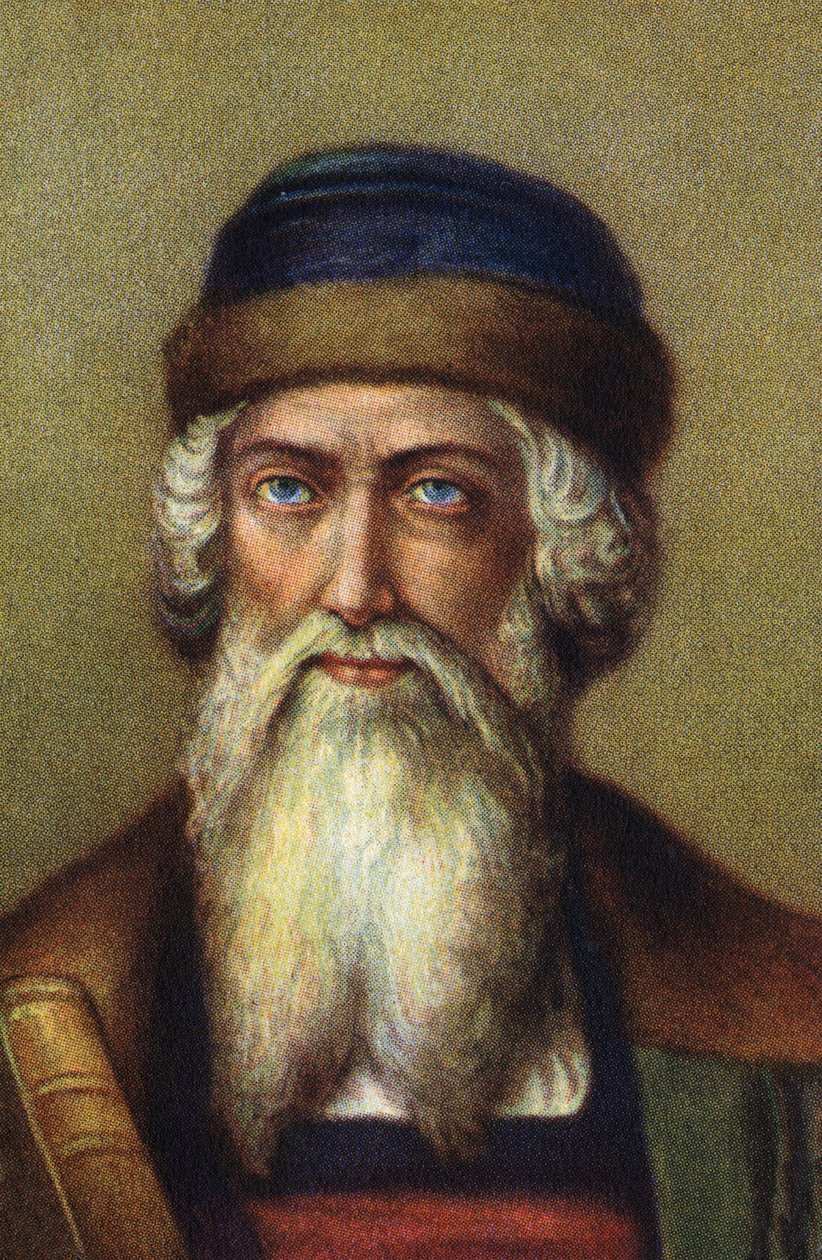 德国印刷商约翰内斯-根斯弗莱施-迪特-古腾堡（Johannes Gensfleisch dit Gutenberg）的肖像。 作者 未知艺术家