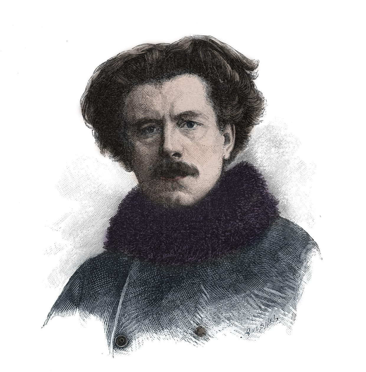 约瑟夫-奥古斯特-莫里斯-罗利纳特(1846 -1903)英国诗人的肖像--雕版画 作者 未知艺术家